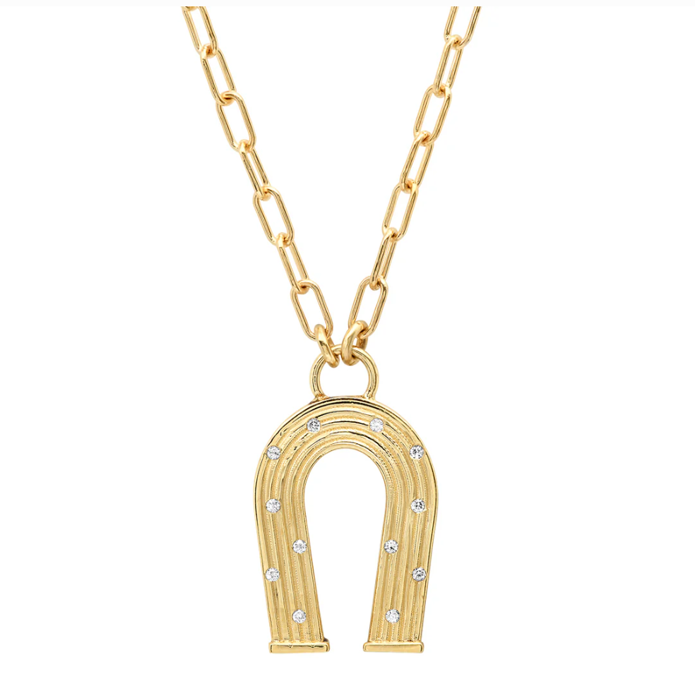 Mini Reeded Gold and Diamonds Manifest Necklace