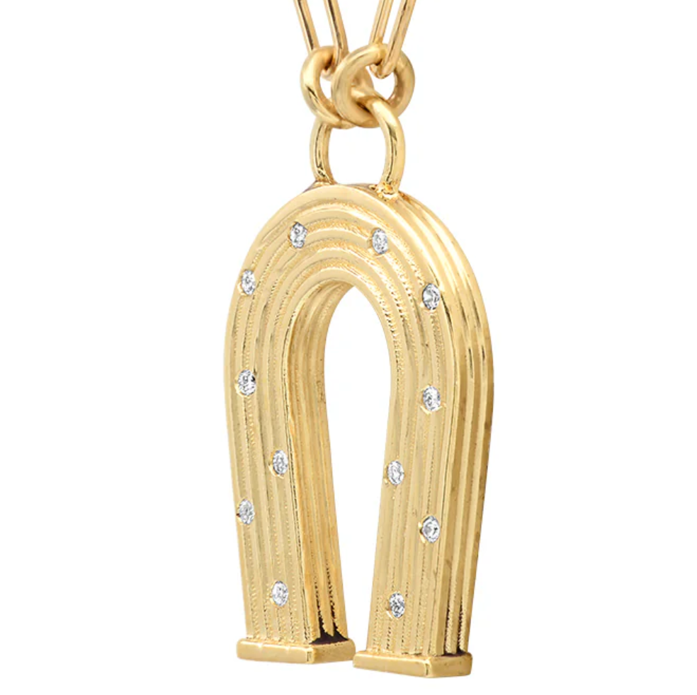 Mini Reeded Gold and Diamonds Manifest Necklace