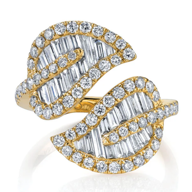 Large Diamond Leaf Ring