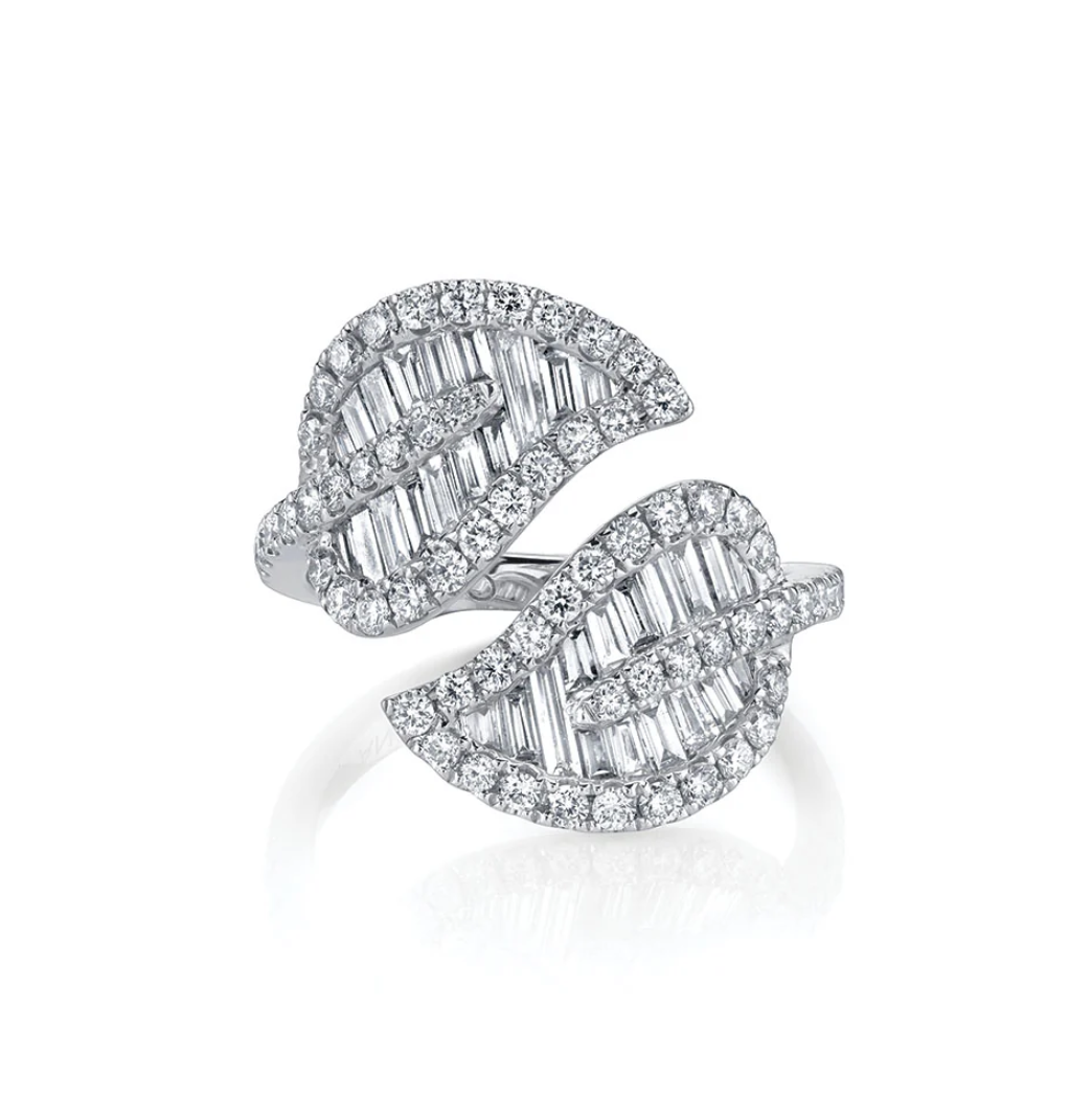 Large Diamond Leaf Ring