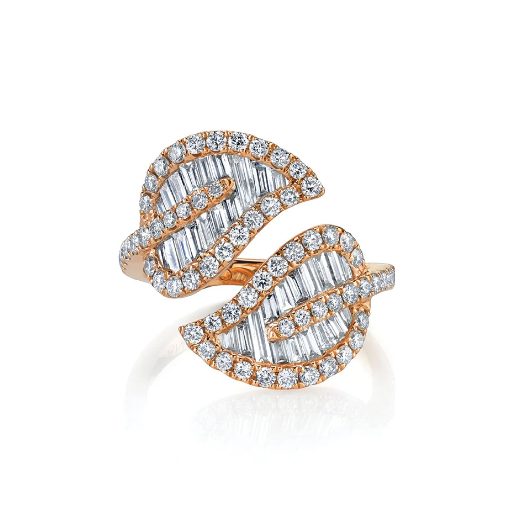 Large Diamond Leaf Ring