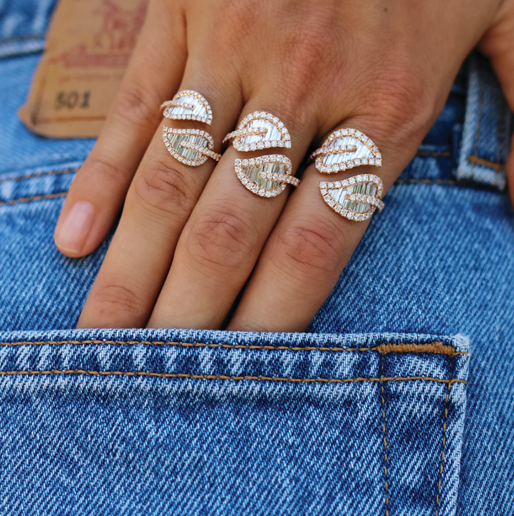 Large Diamond Leaf Ring