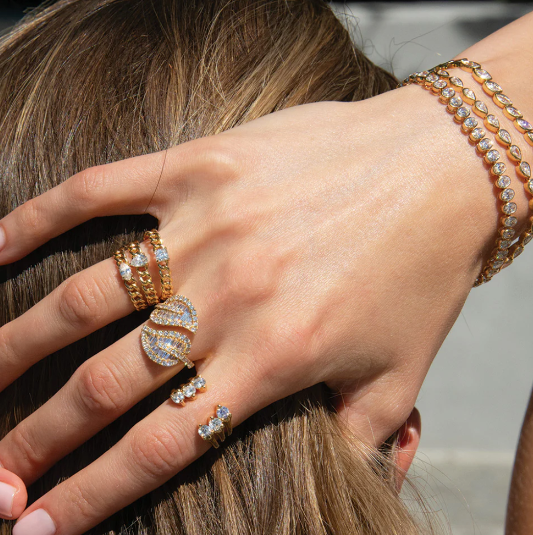 Large Diamond Leaf Ring
