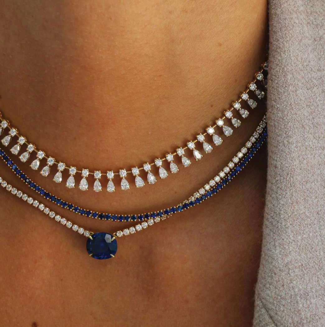 Sapphire Hepburn Choker 16"