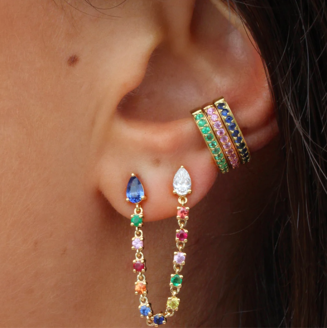Single Row Emerald Ear Cuff