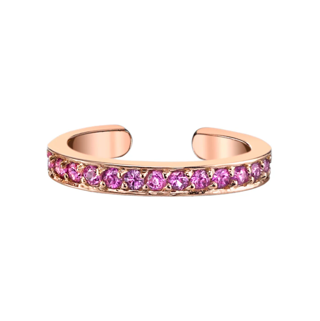 Single Row Pink Sapphire Ear Cuff