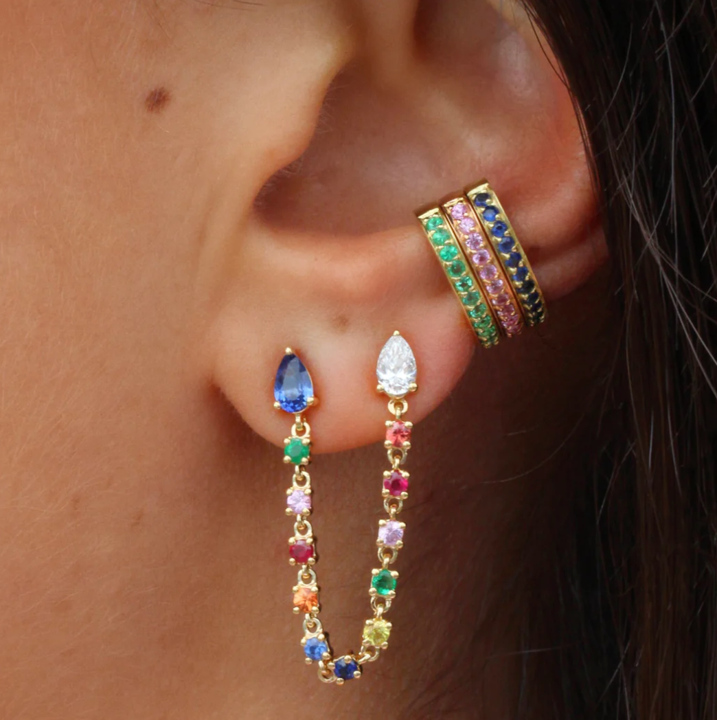 Single Row Pink Sapphire Ear Cuff