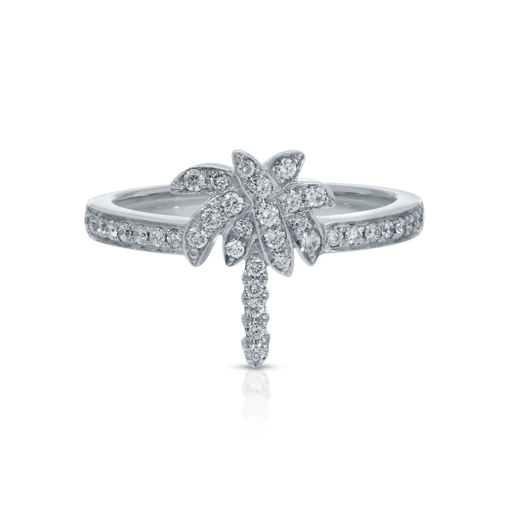 Diamond Palm Tree Pinky Ring