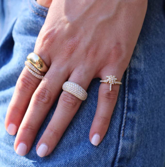 Diamond Palm Tree Pinky Ring