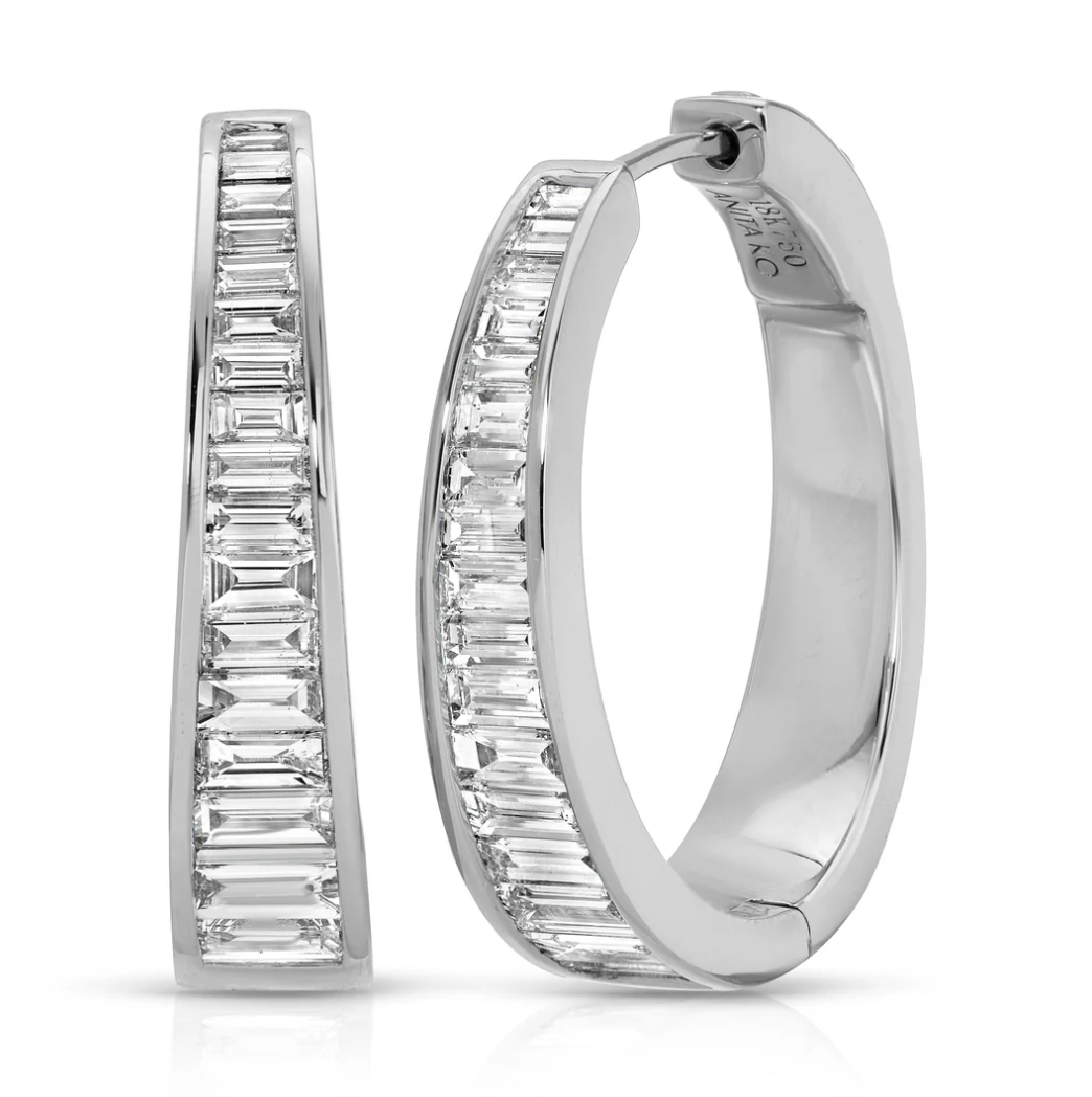 Classic Baguette Diamond Meryl Hoops