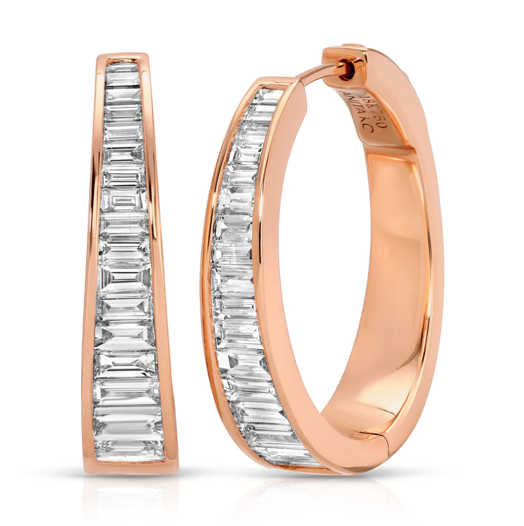 Classic Baguette Diamond Meryl Hoops