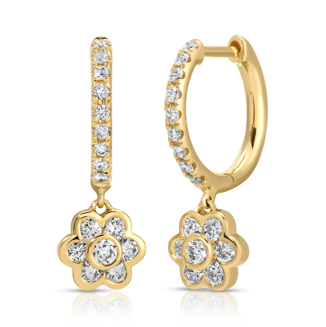 Small Diamond Flora Drop Huggies
