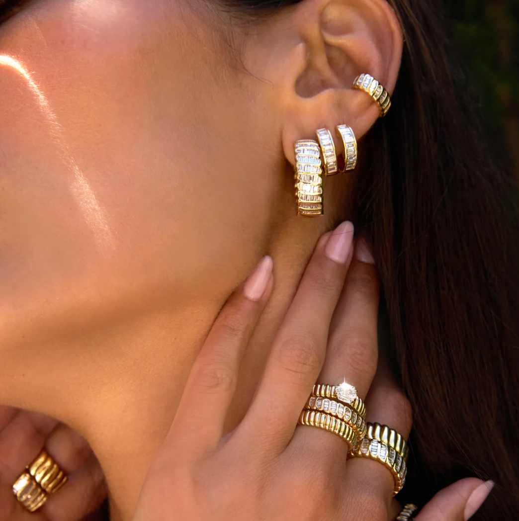 Baguette Diamond Zoe Hoops