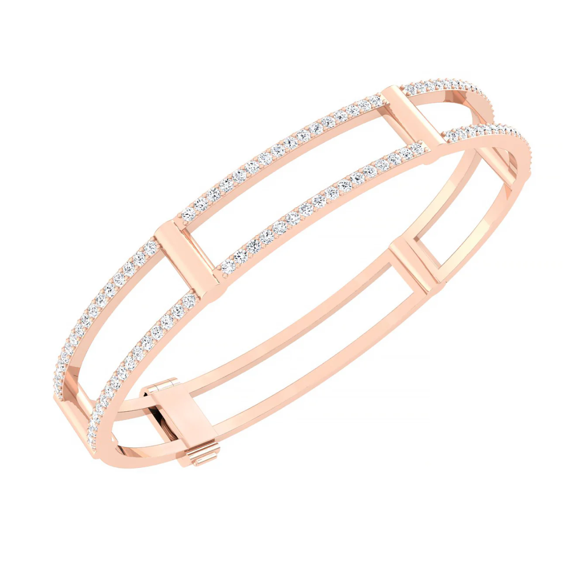 Locking Cage Bracelet With Diamonds On Lateral Bars