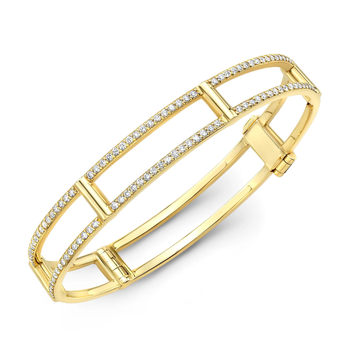 Locking Cage Bracelet With Diamonds On Lateral Bars