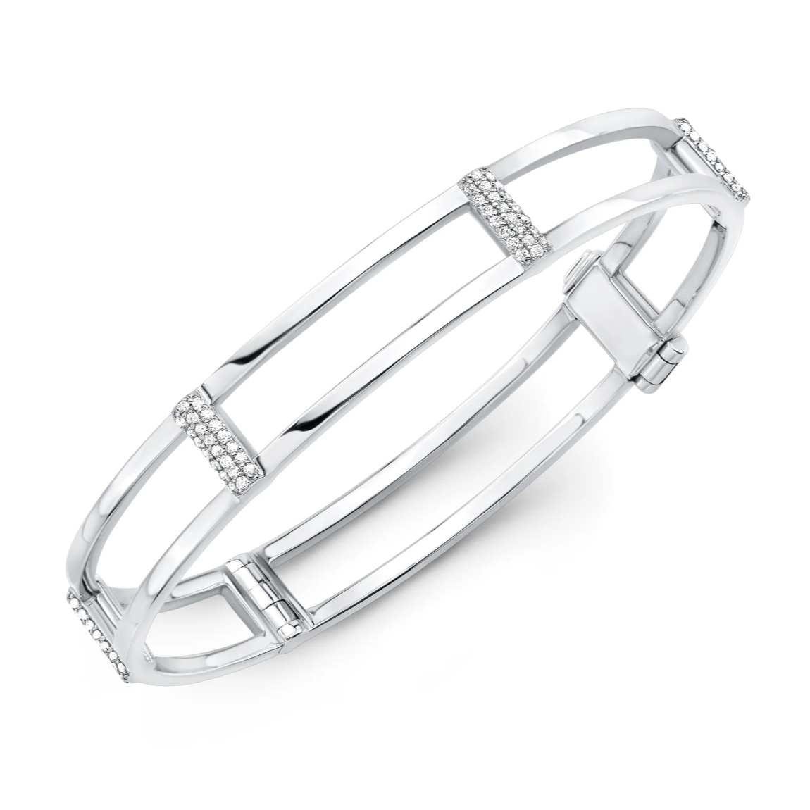 Locking Cage Bracelet With Diamond Posts