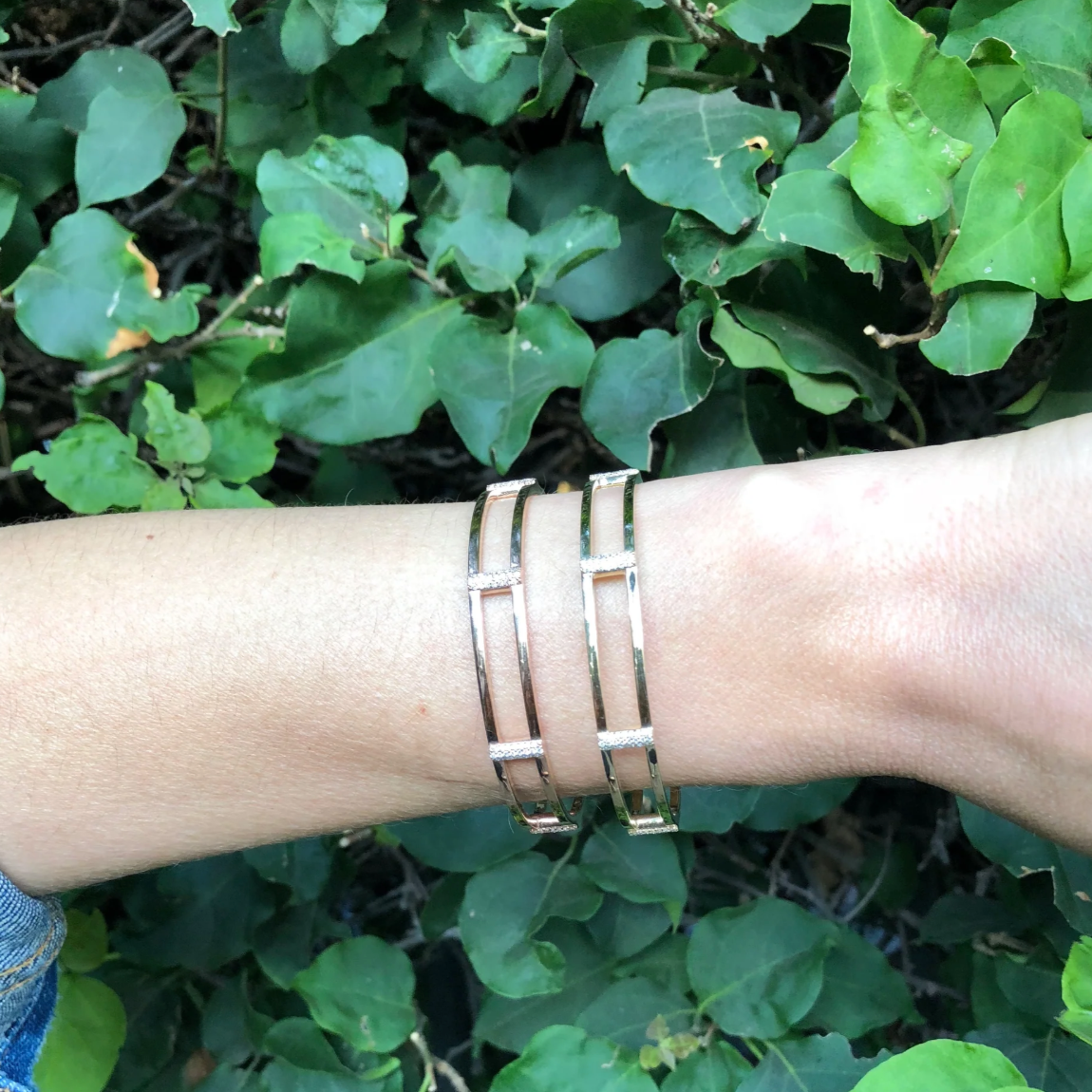 Locking Cage Bracelet With Diamond Posts