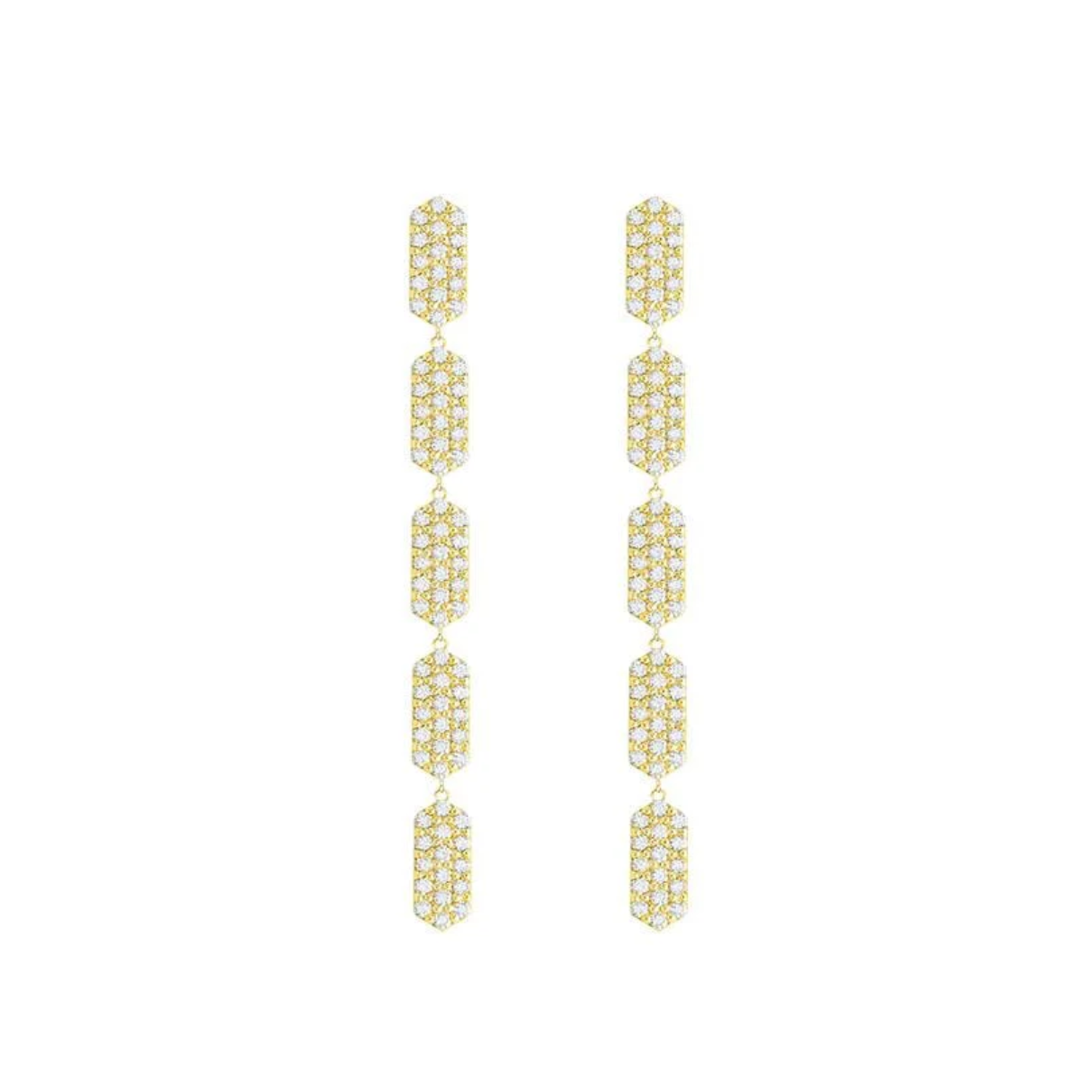 5 Tiered All Diamond Marquis Earrings
