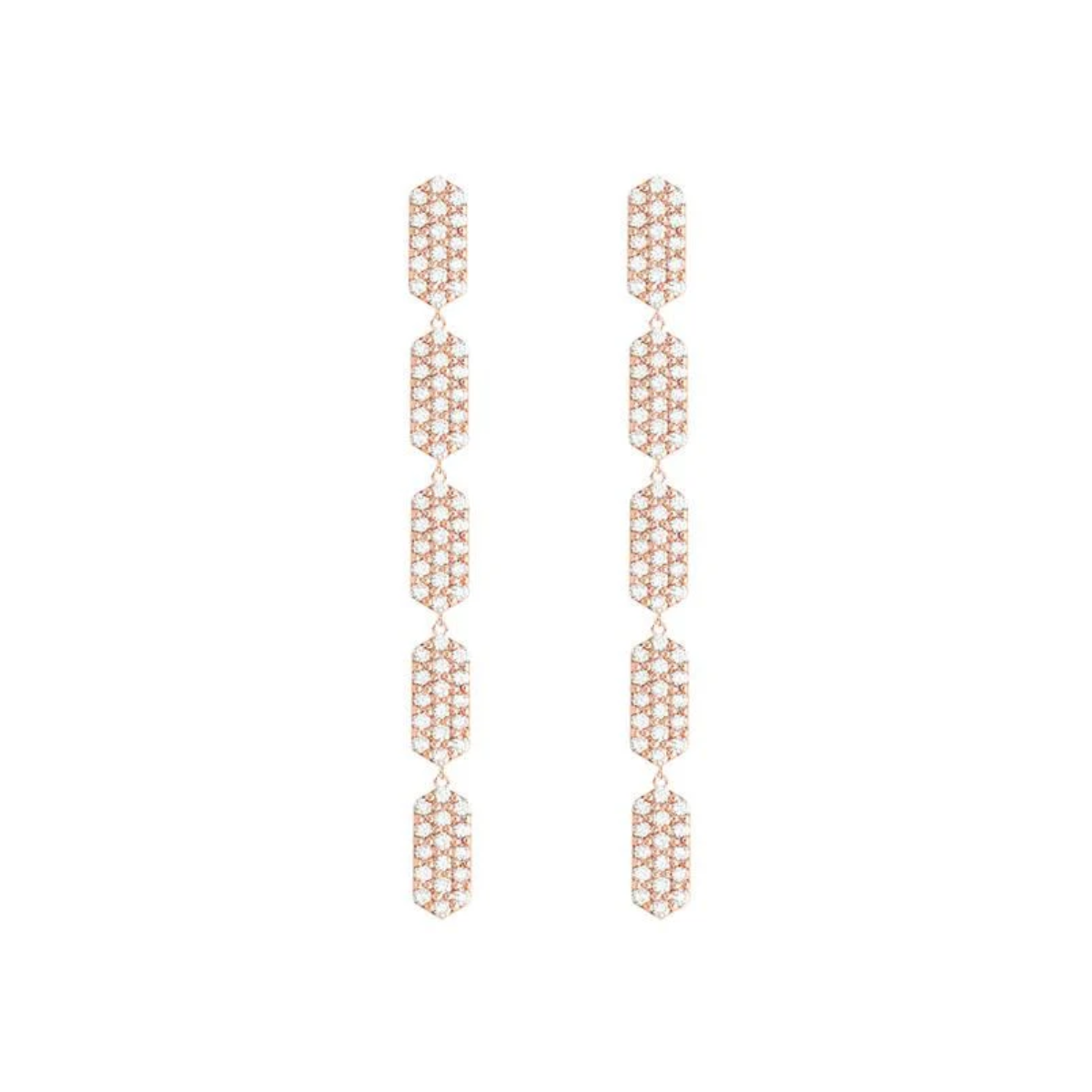 5 Tiered All Diamond Marquis Earrings