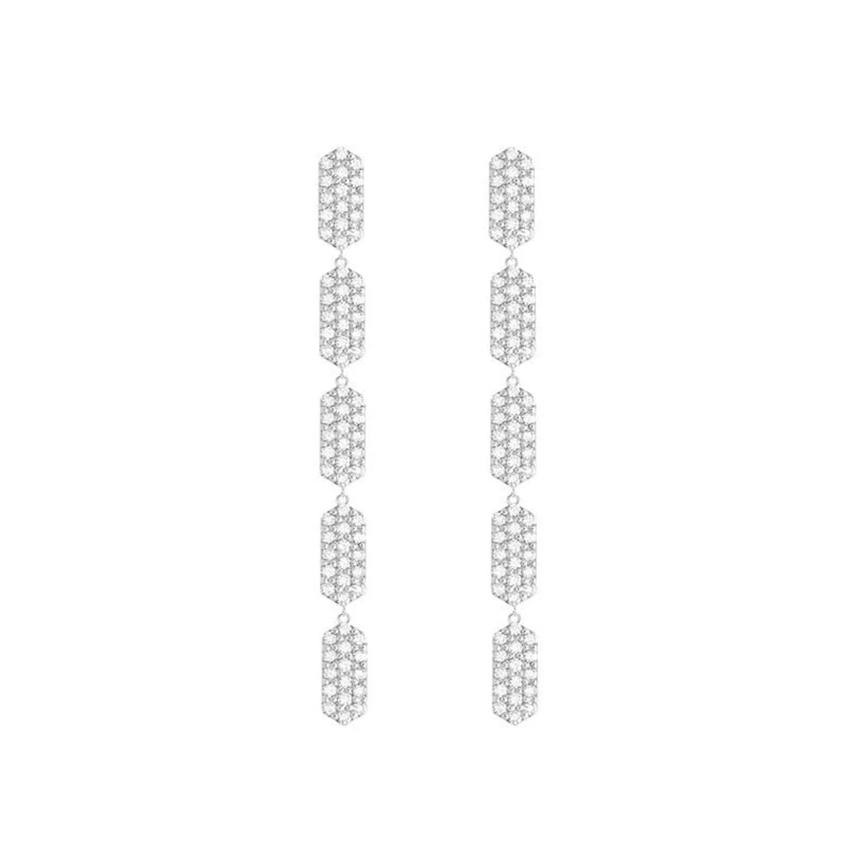 5 Tiered All Diamond Marquis Earrings