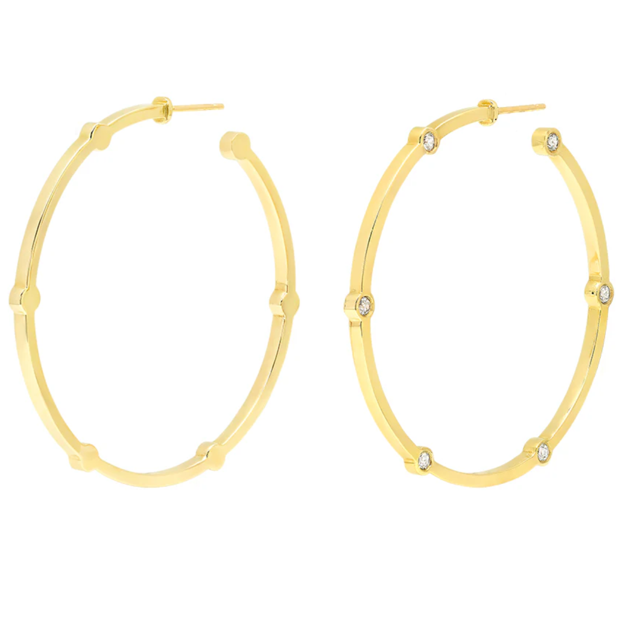 Large Cage Hoops With Diamonds On The Facets