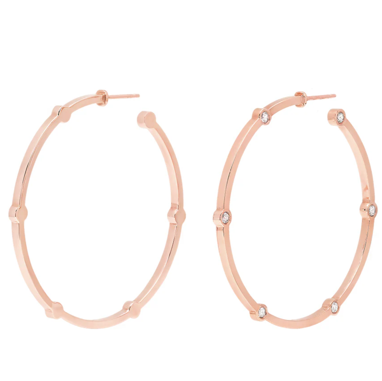 Large Cage Hoops With Diamonds On The Facets