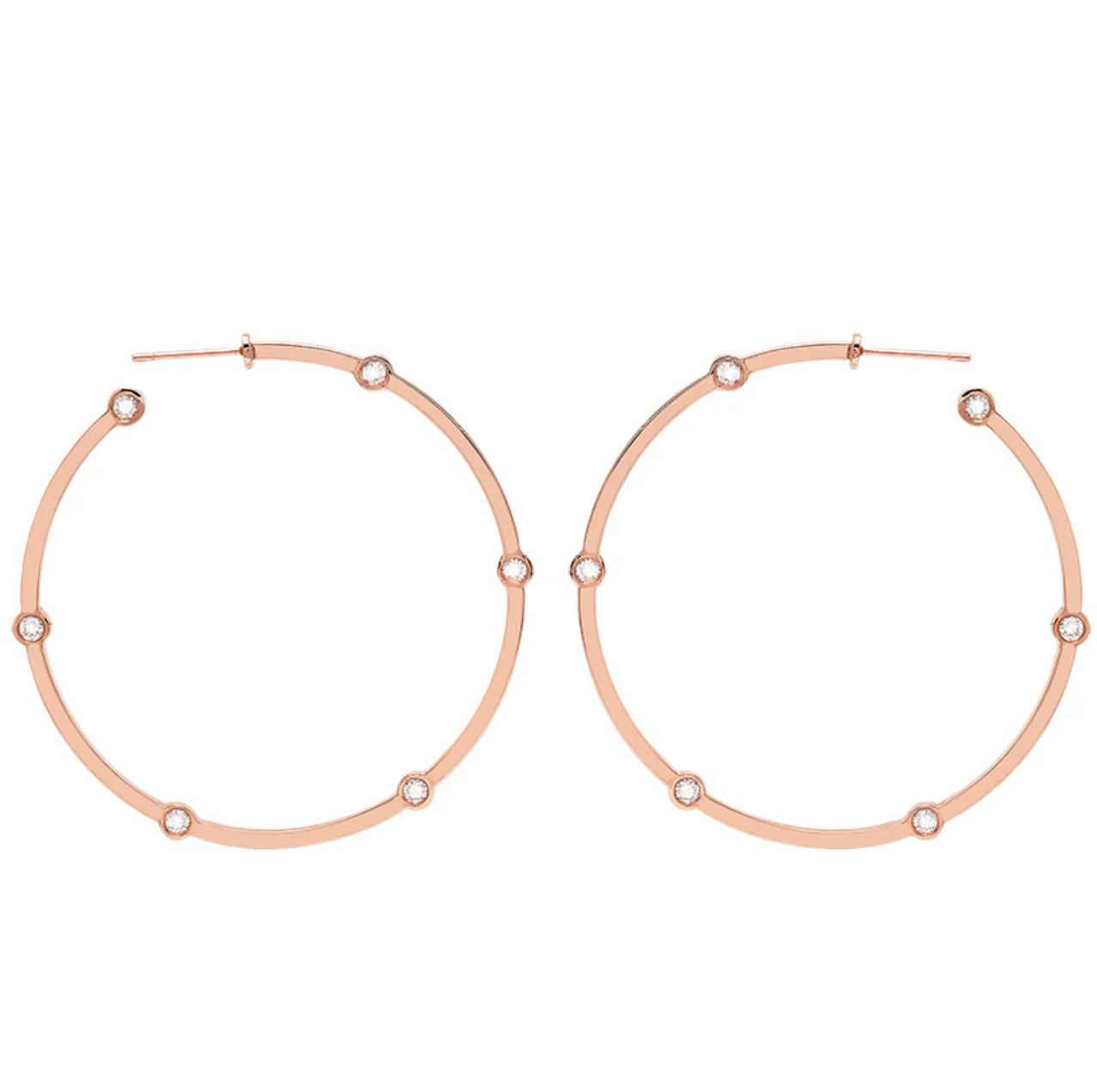 Large Cage Hoops With Diamonds On The Facets