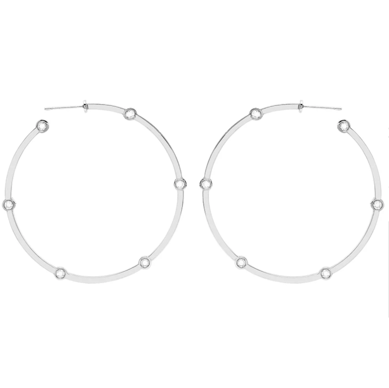 Large Cage Hoops With Diamonds On The Facets