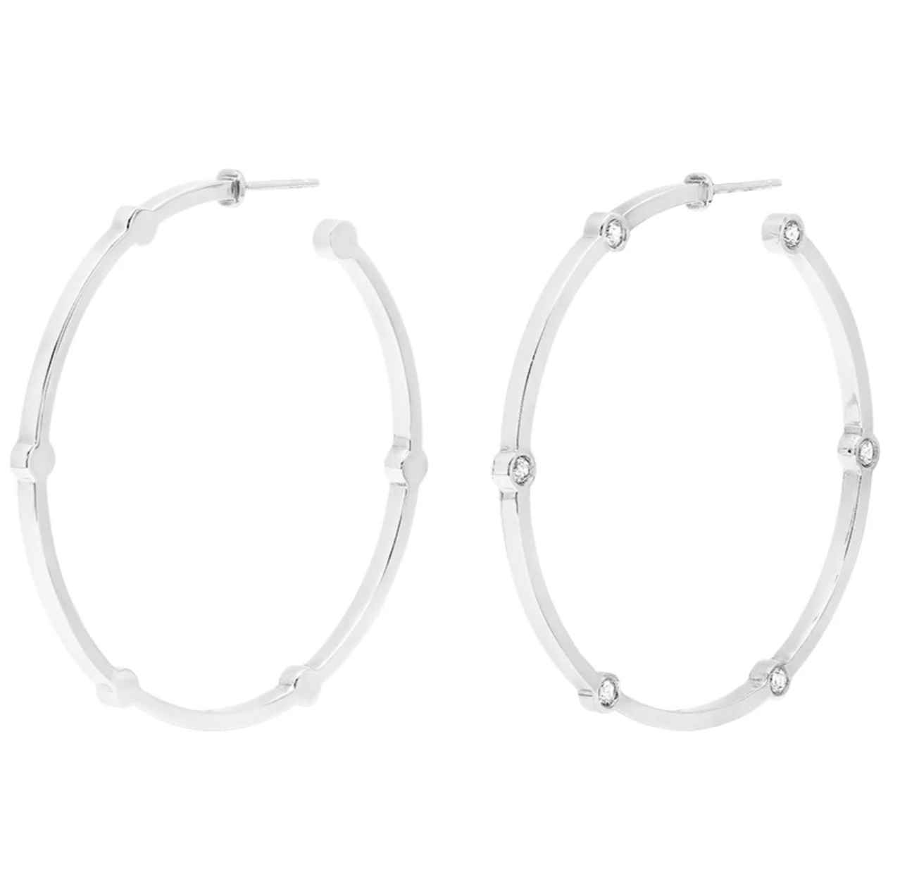 Large Cage Hoops With Diamonds On The Facets