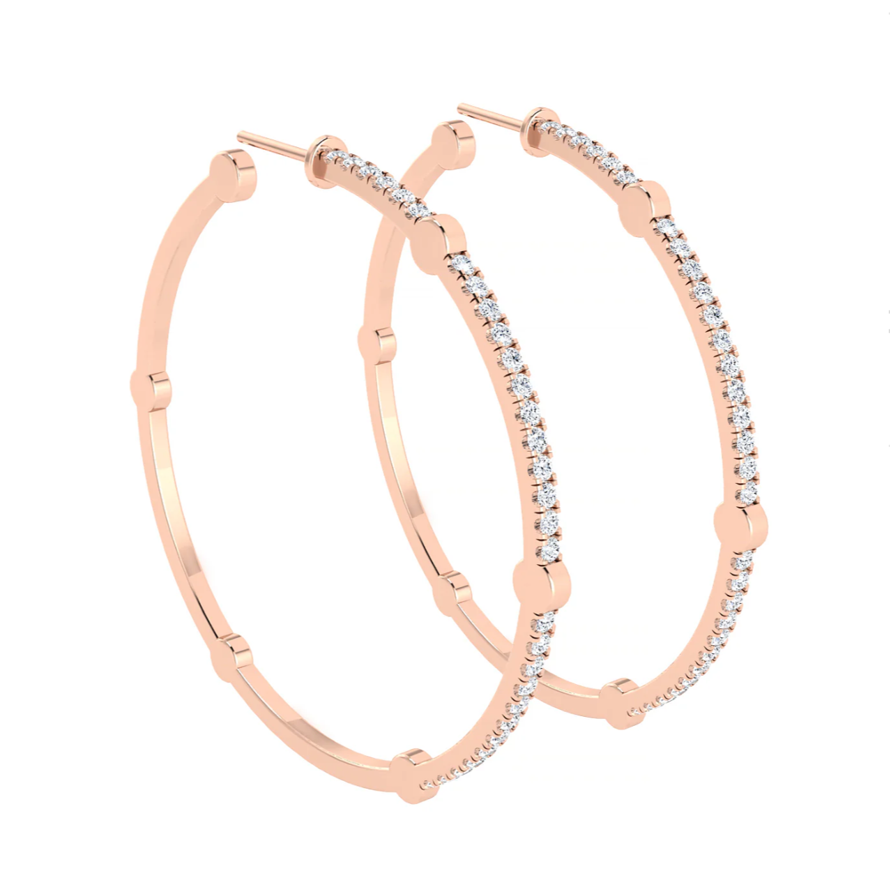 Large Cage Hoops with Diamonds on the Front