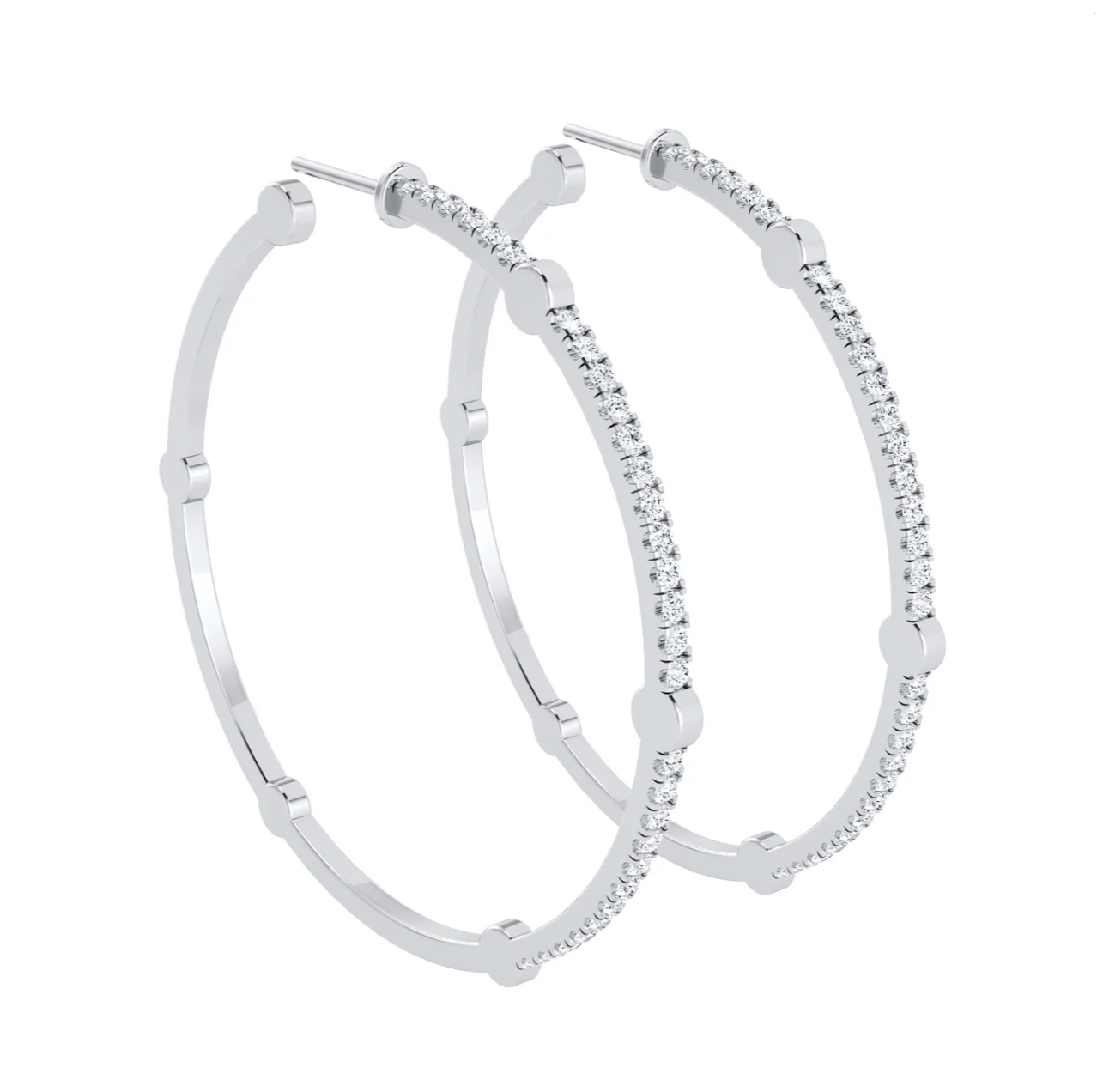 Large Cage Hoops with Diamonds on the Front