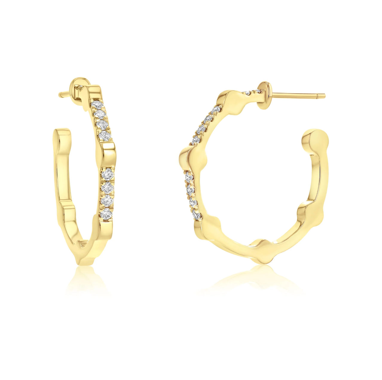 Small Cage Hoops with Diamonds on the Front