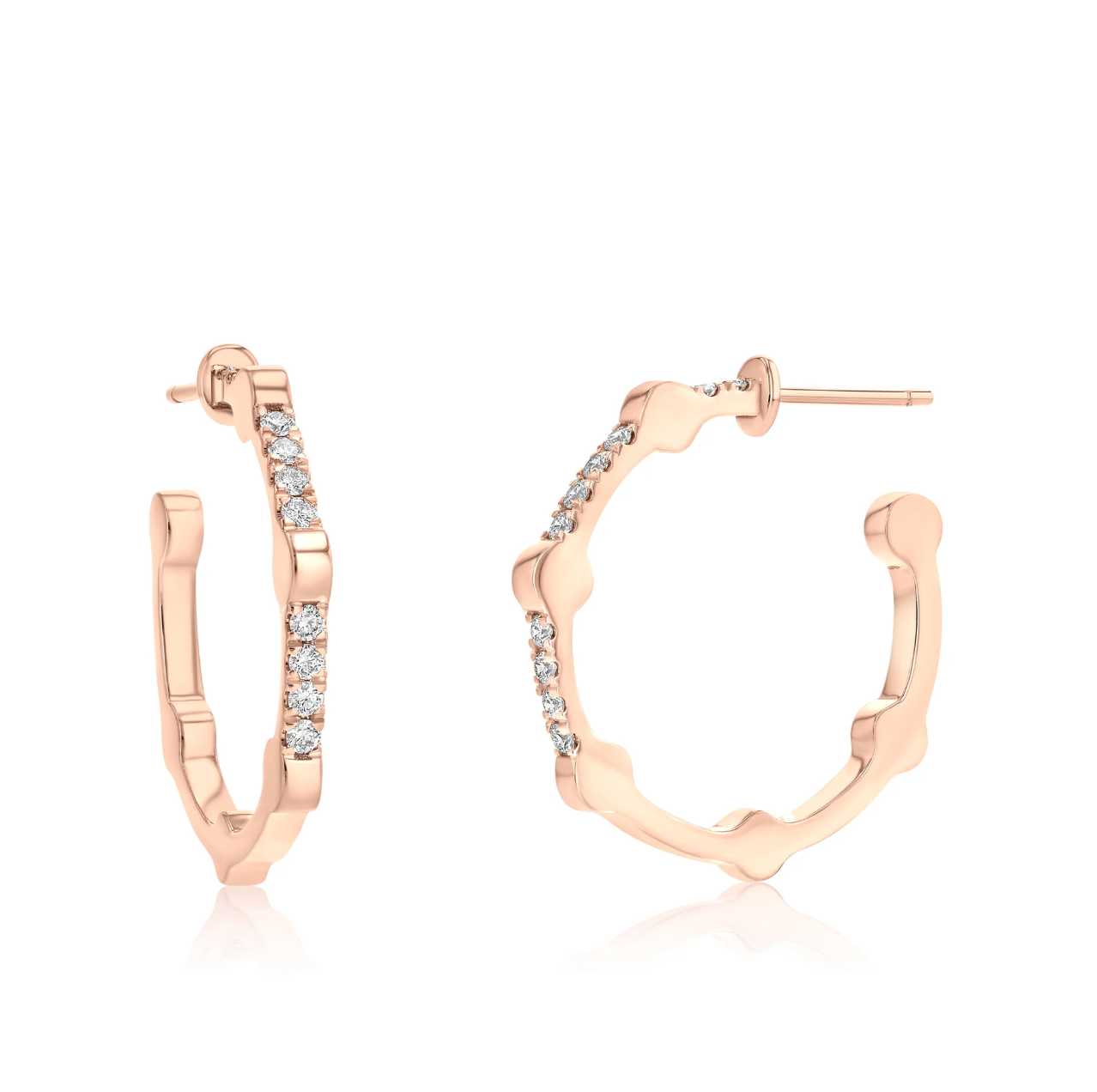 Small Cage Hoops with Diamonds on the Front