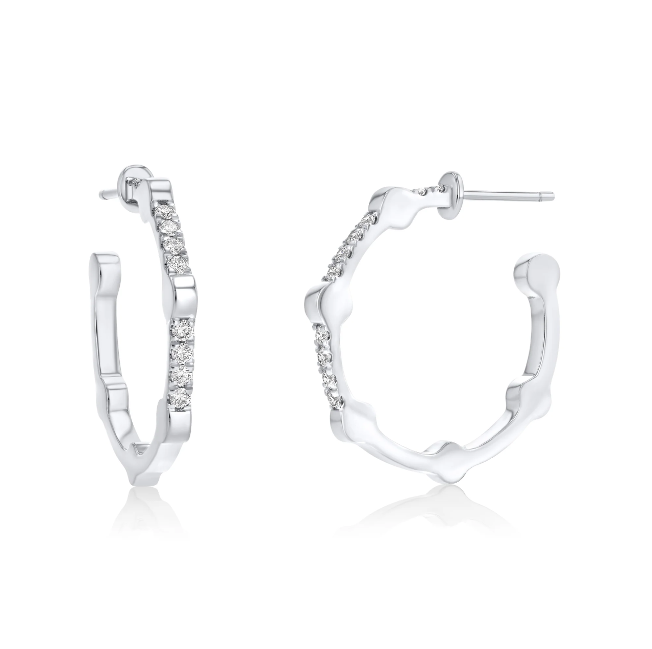 Small Cage Hoops with Diamonds on the Front
