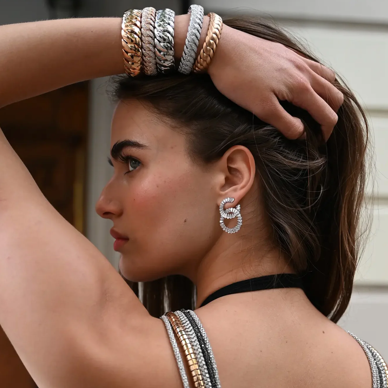Narrow Polish Wave Link Bracelet