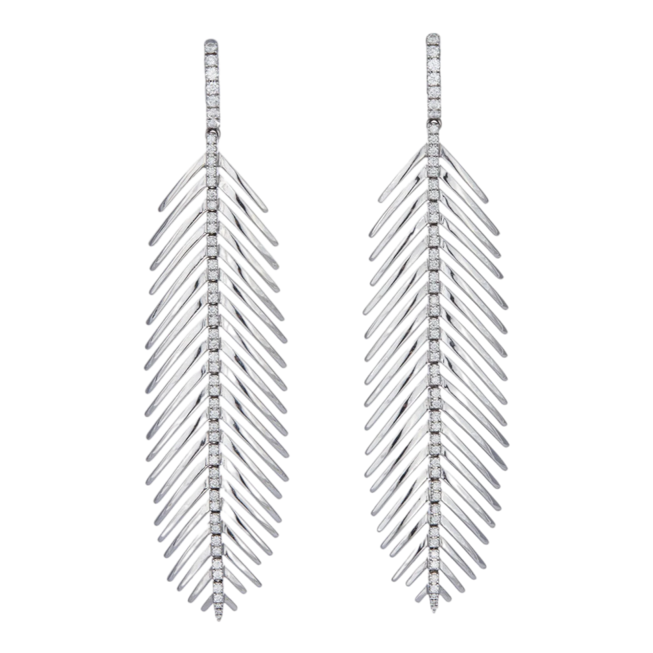 Feathers That Move Earrings With Diamond Spine