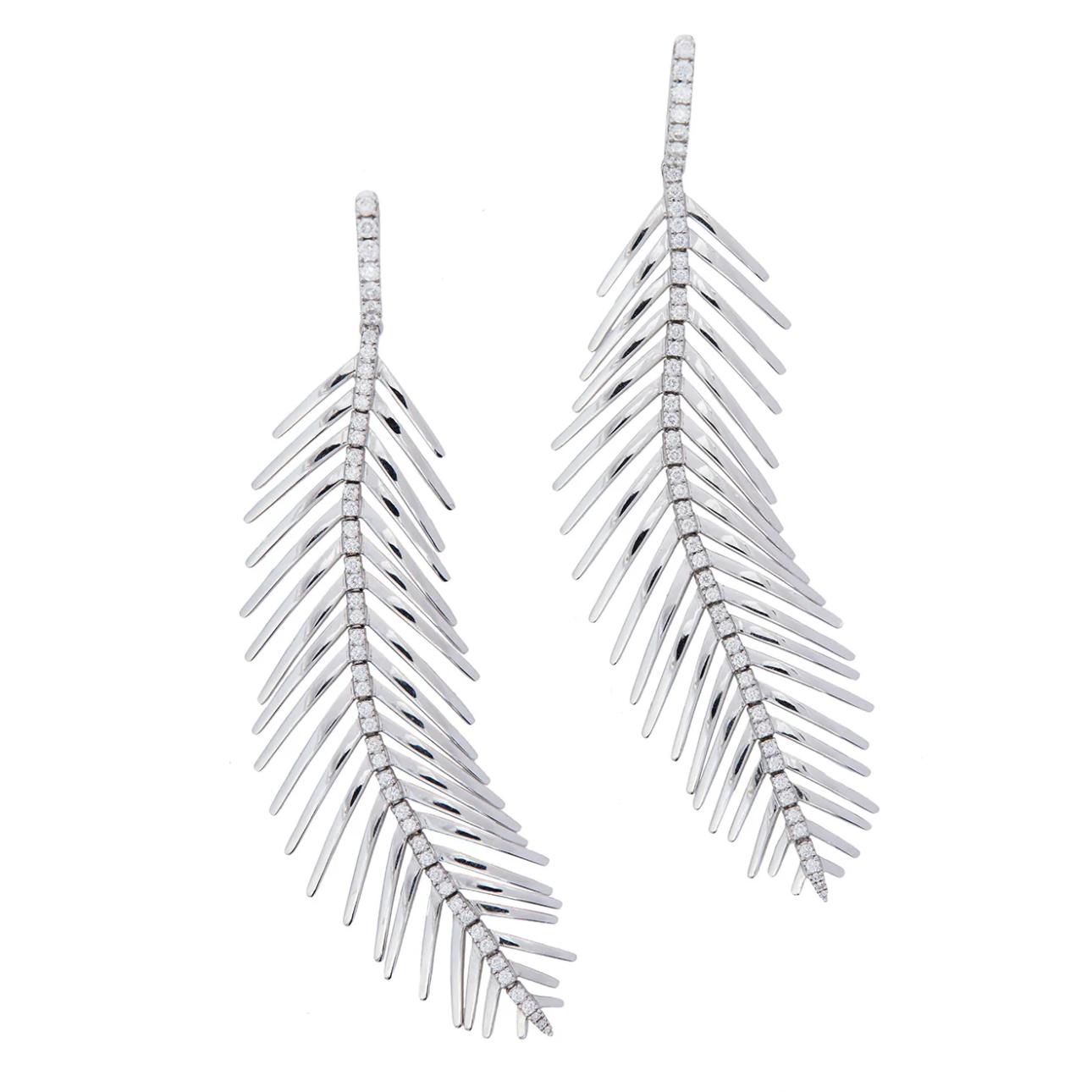Feathers That Move Earrings With Diamond Spine