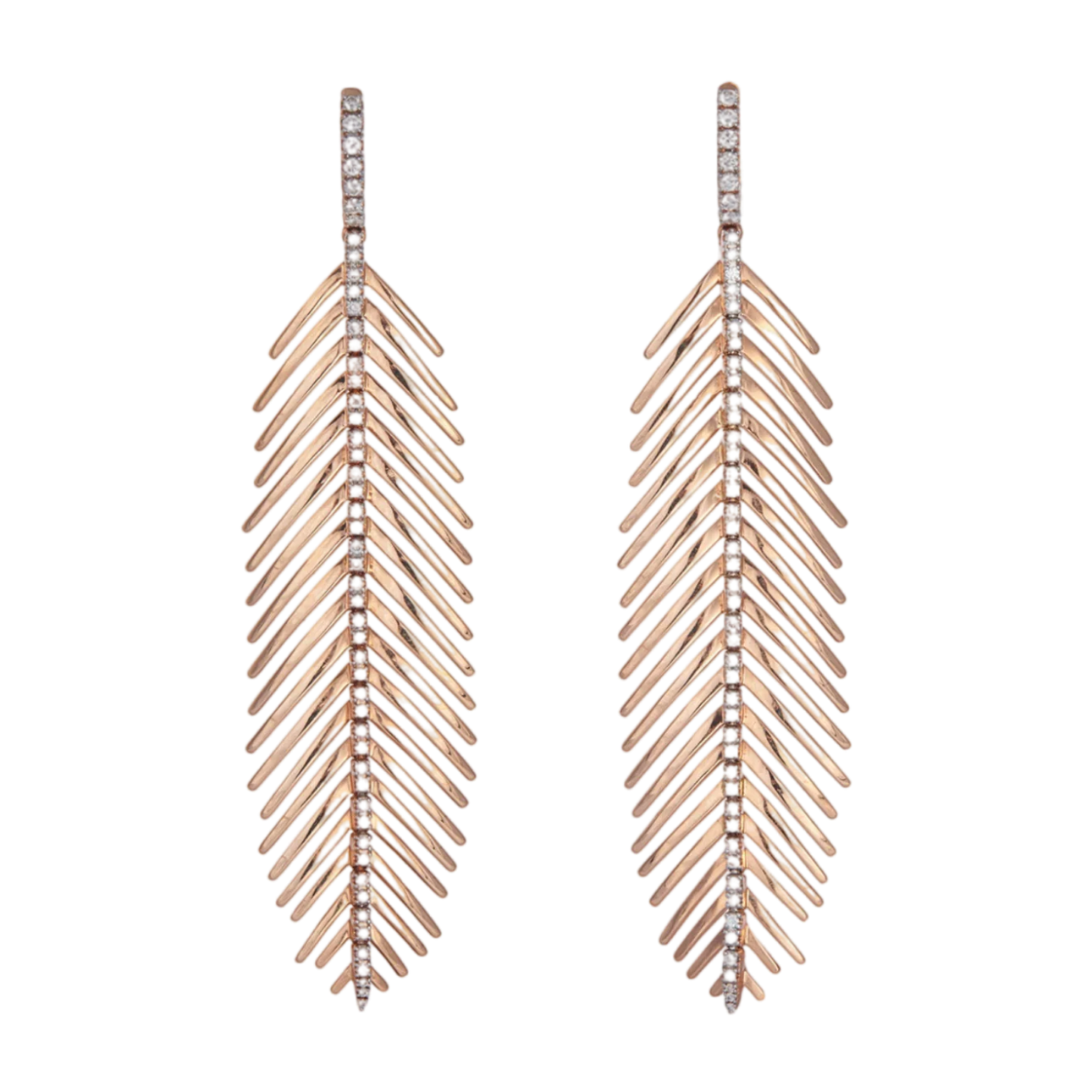Feathers That Move Earrings With Diamond Spine