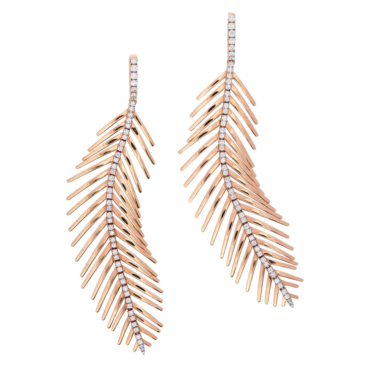 Feathers That Move Earrings With Diamond Spine