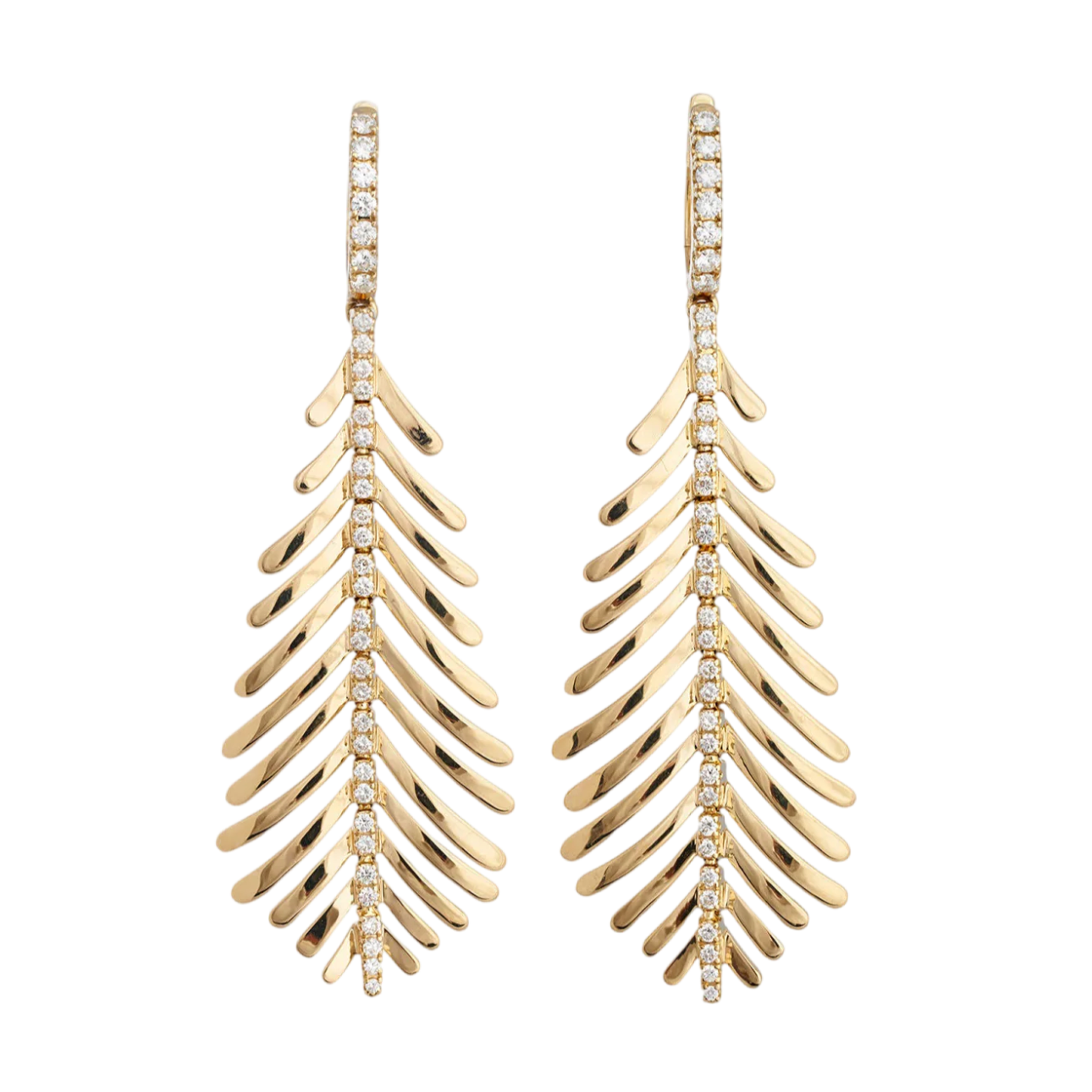 Plume Earrings with Diamond Spine