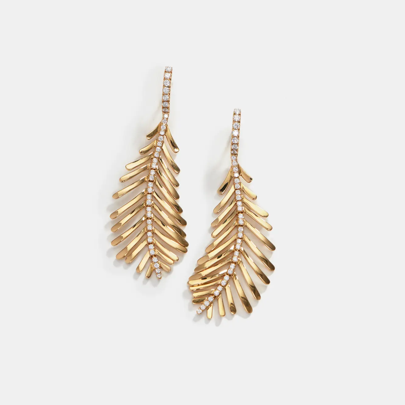Plume Earrings with Diamond Spine