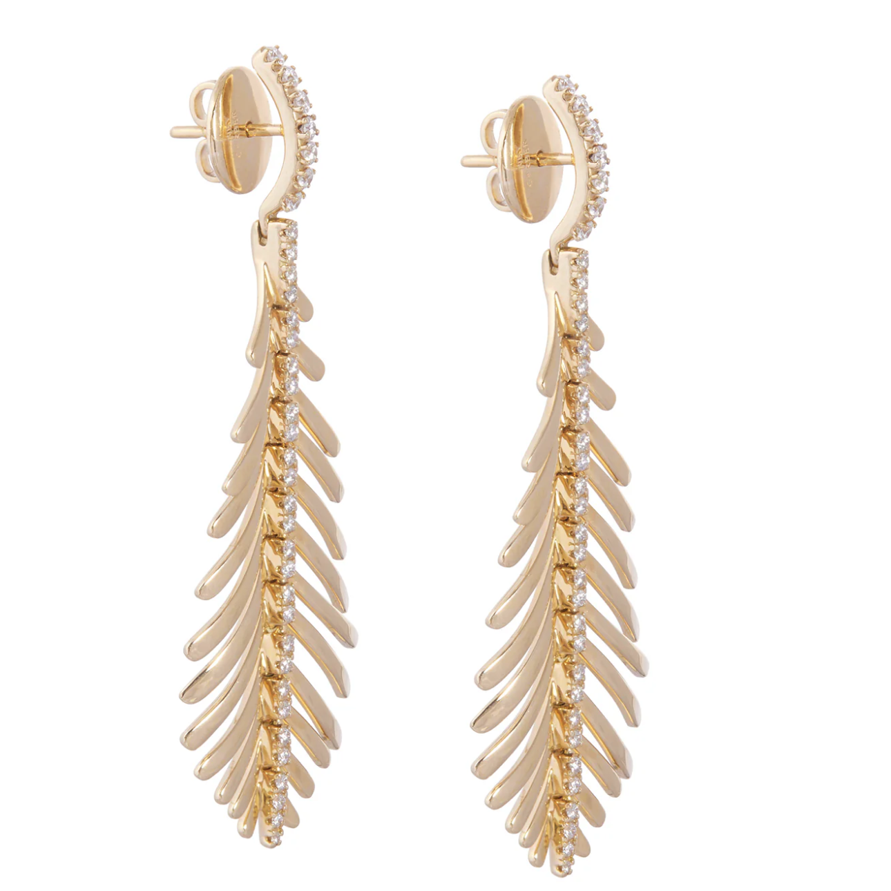 Plume Earrings with Diamond Spine