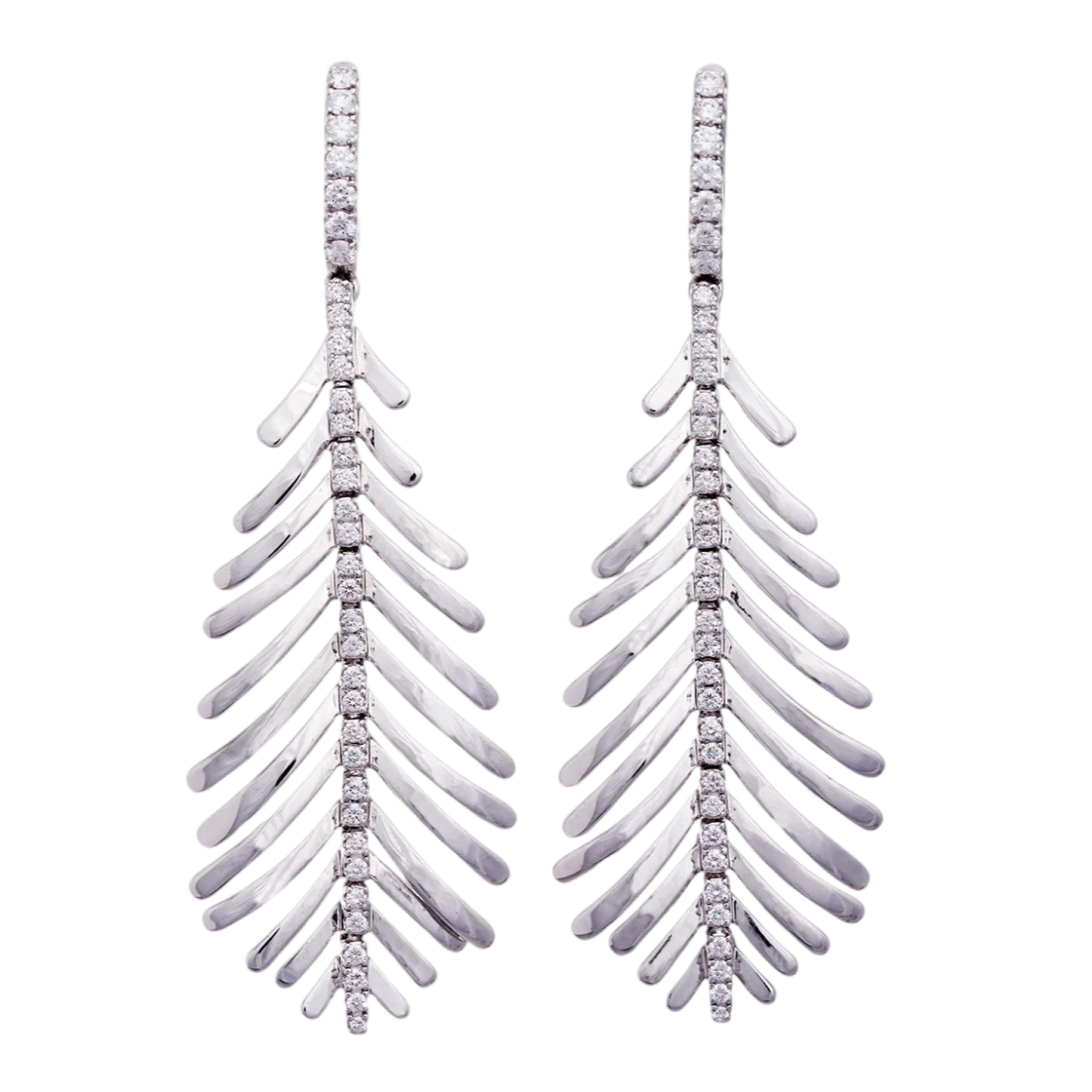 Plume Earrings with Diamond Spine