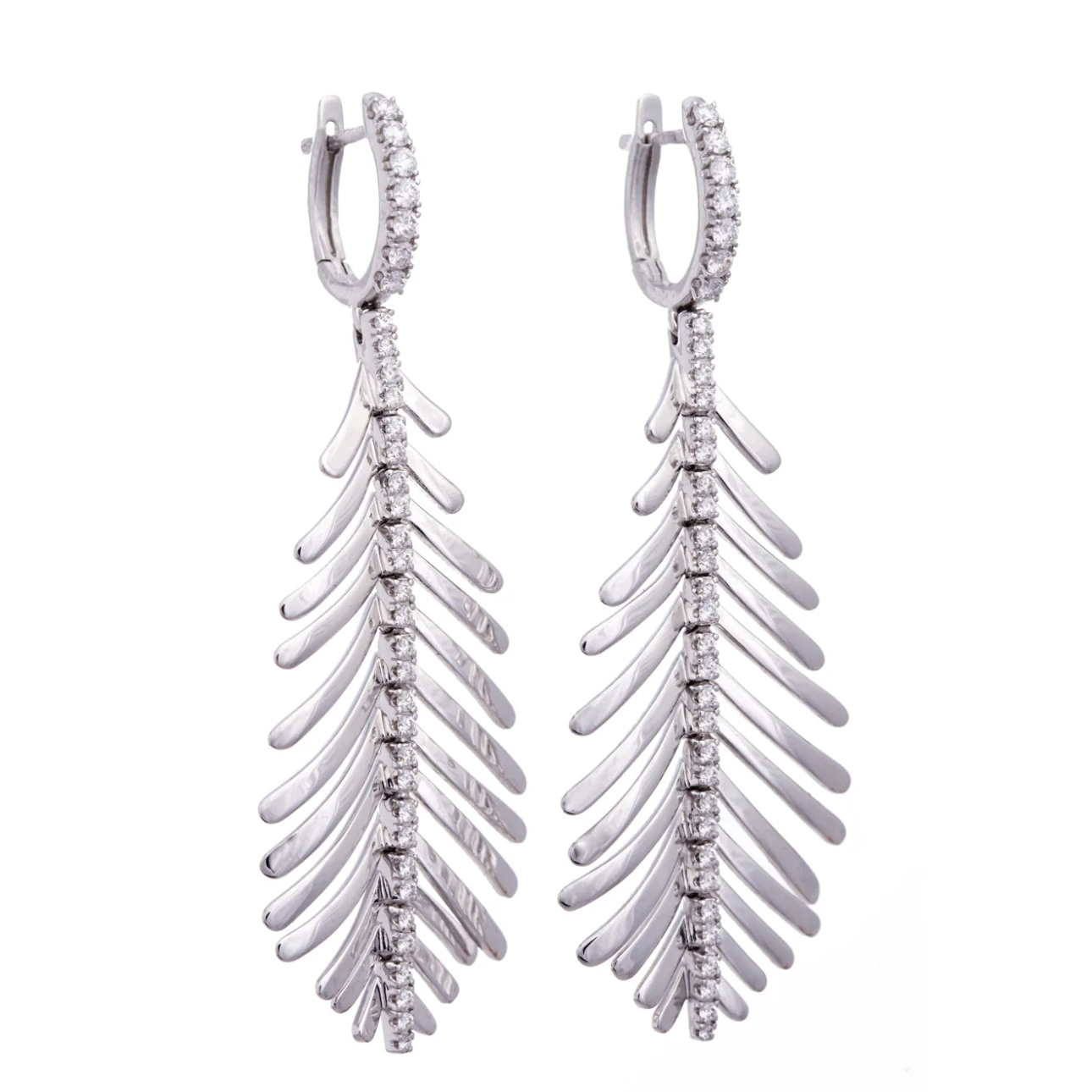 Plume Earrings with Diamond Spine
