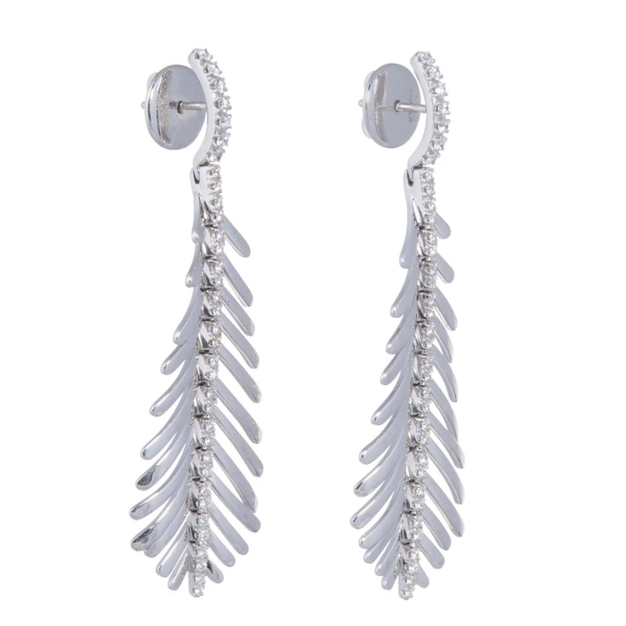Plume Earrings with Diamond Spine