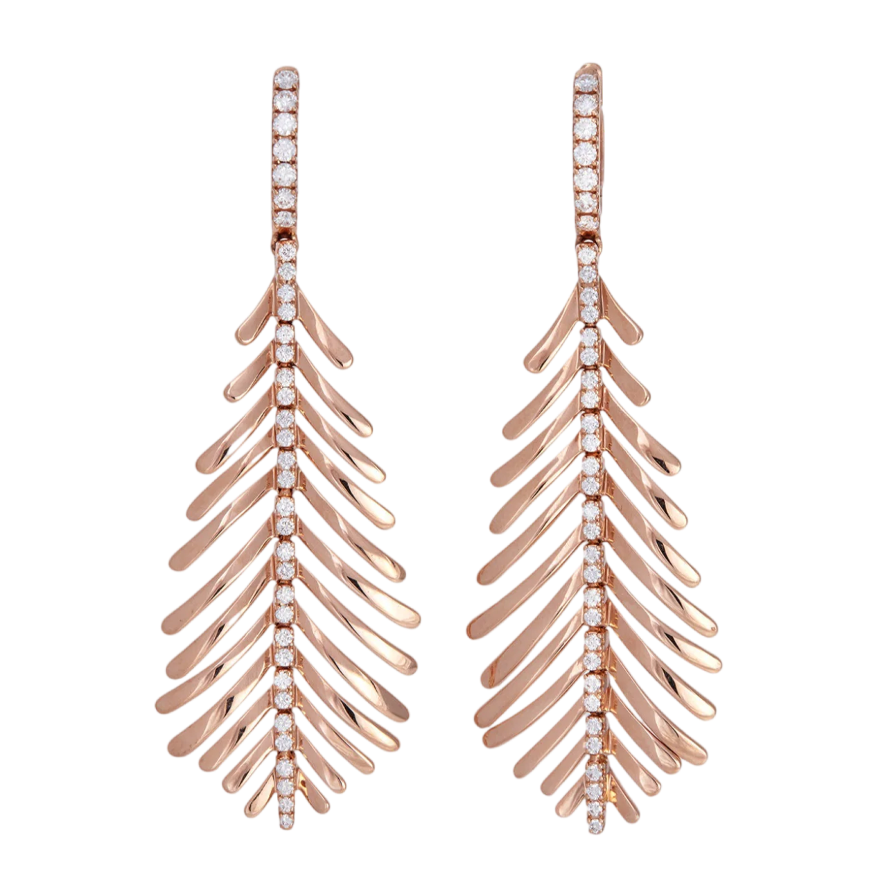 Plume Earrings with Diamond Spine