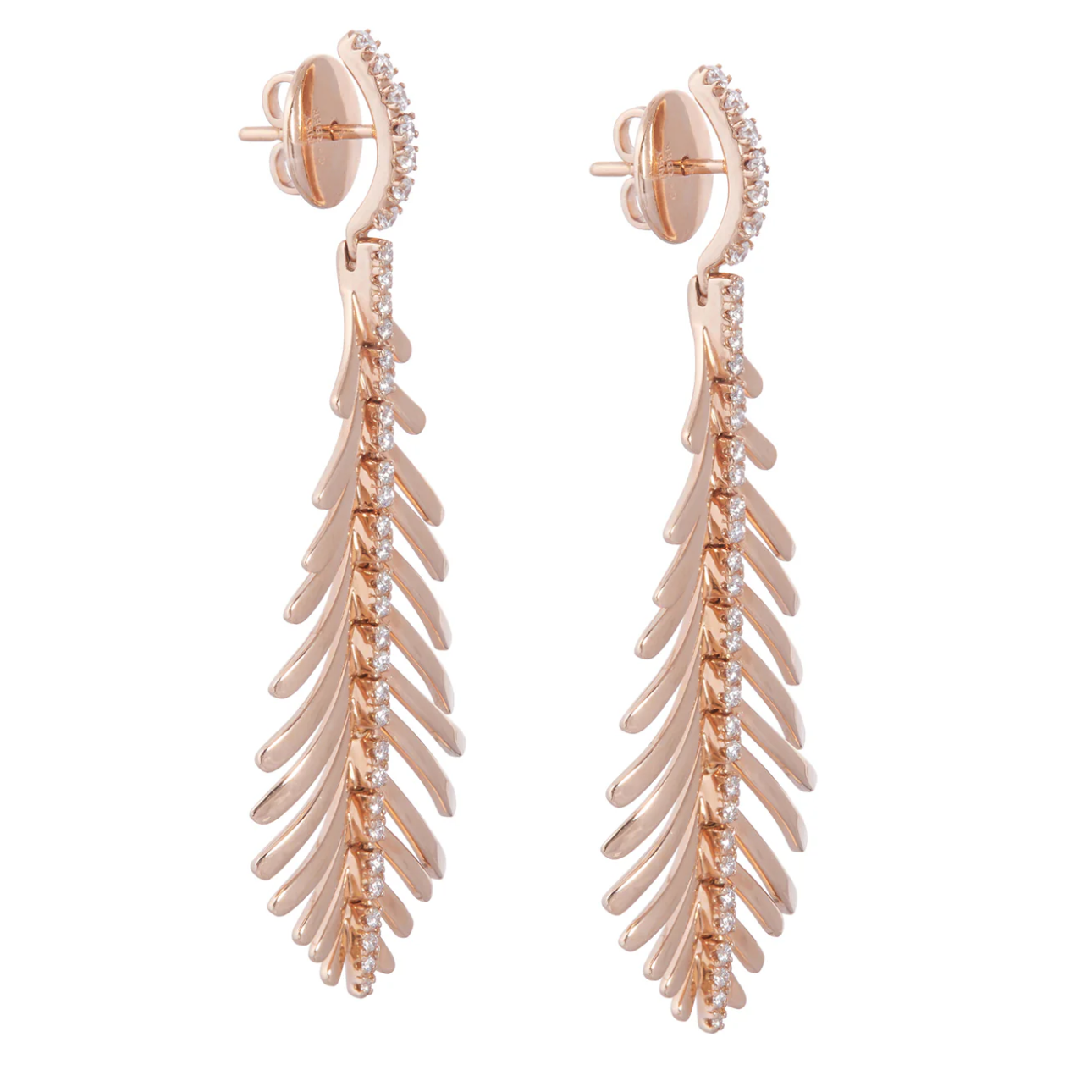 Plume Earrings with Diamond Spine