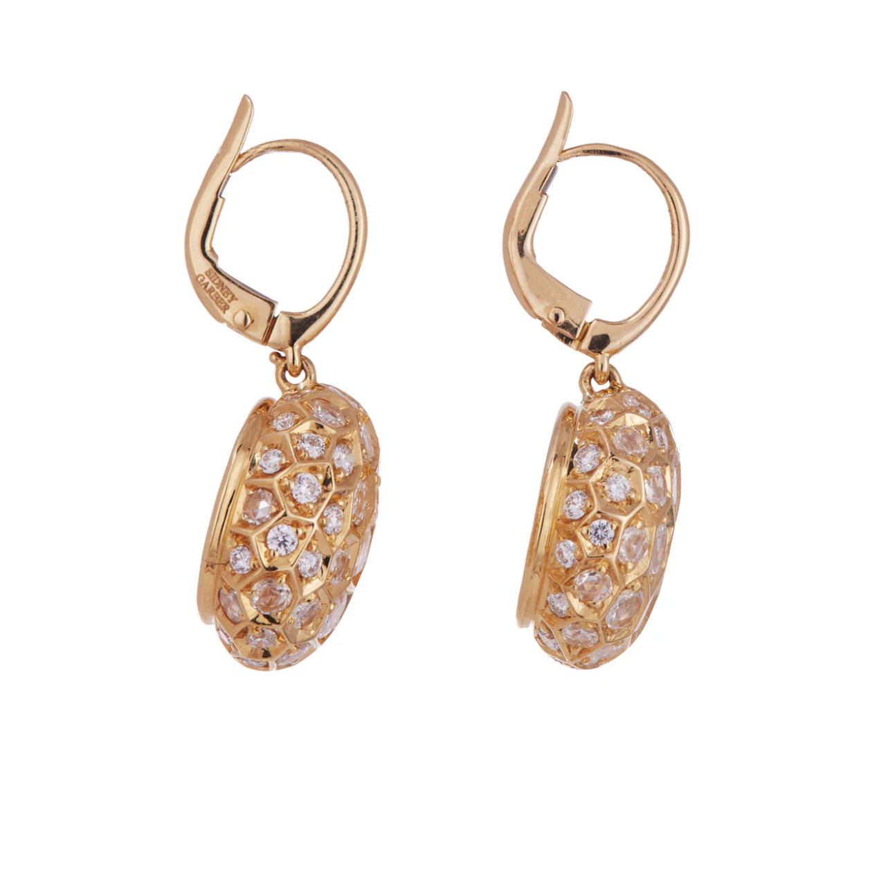 Honeycomb Earrings with Diamonds - Small