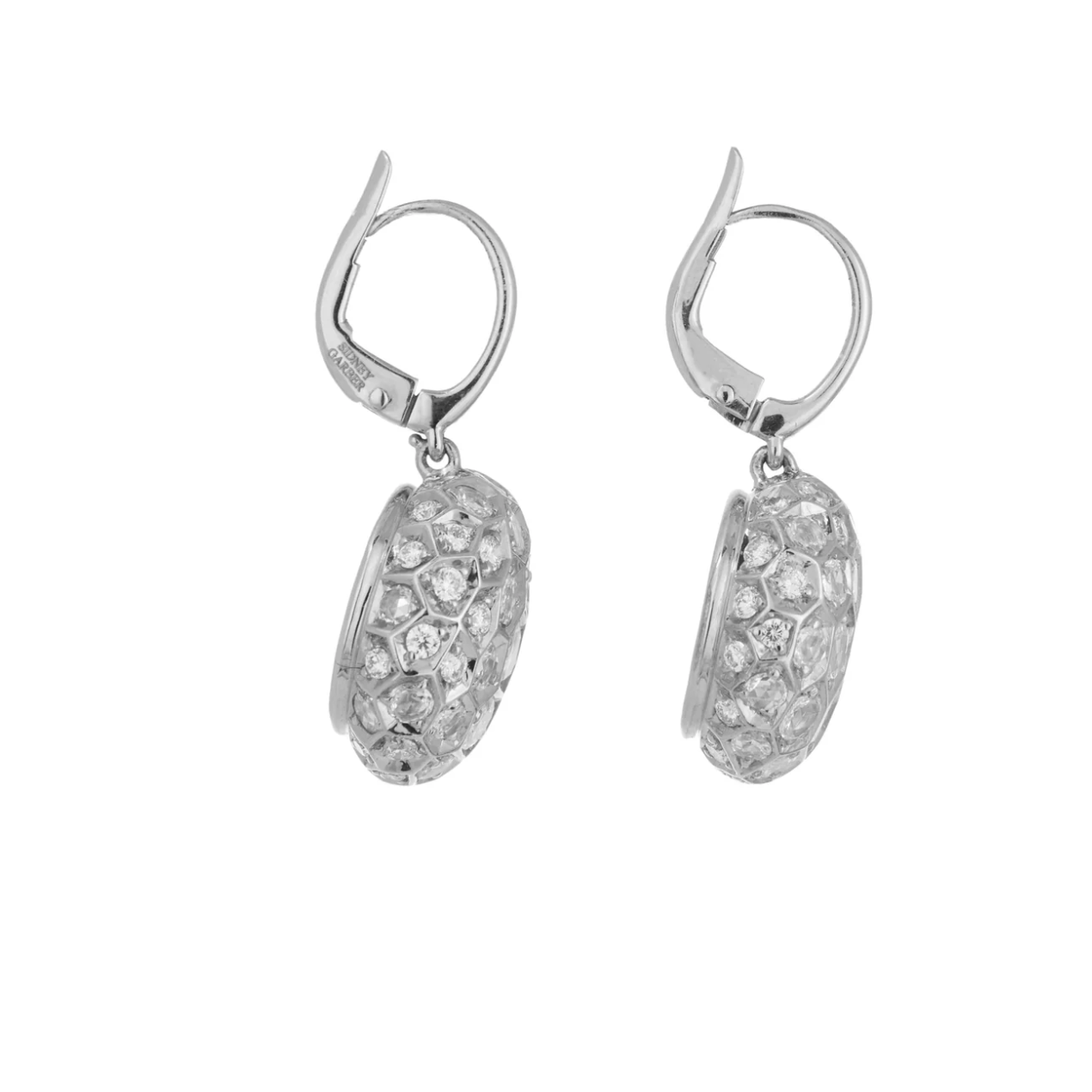 Honeycomb Earrings with Diamonds - Small