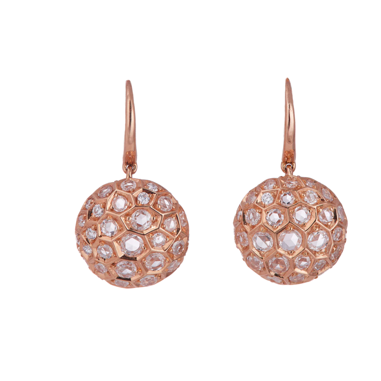 Honeycomb Earrings with Diamonds - Small